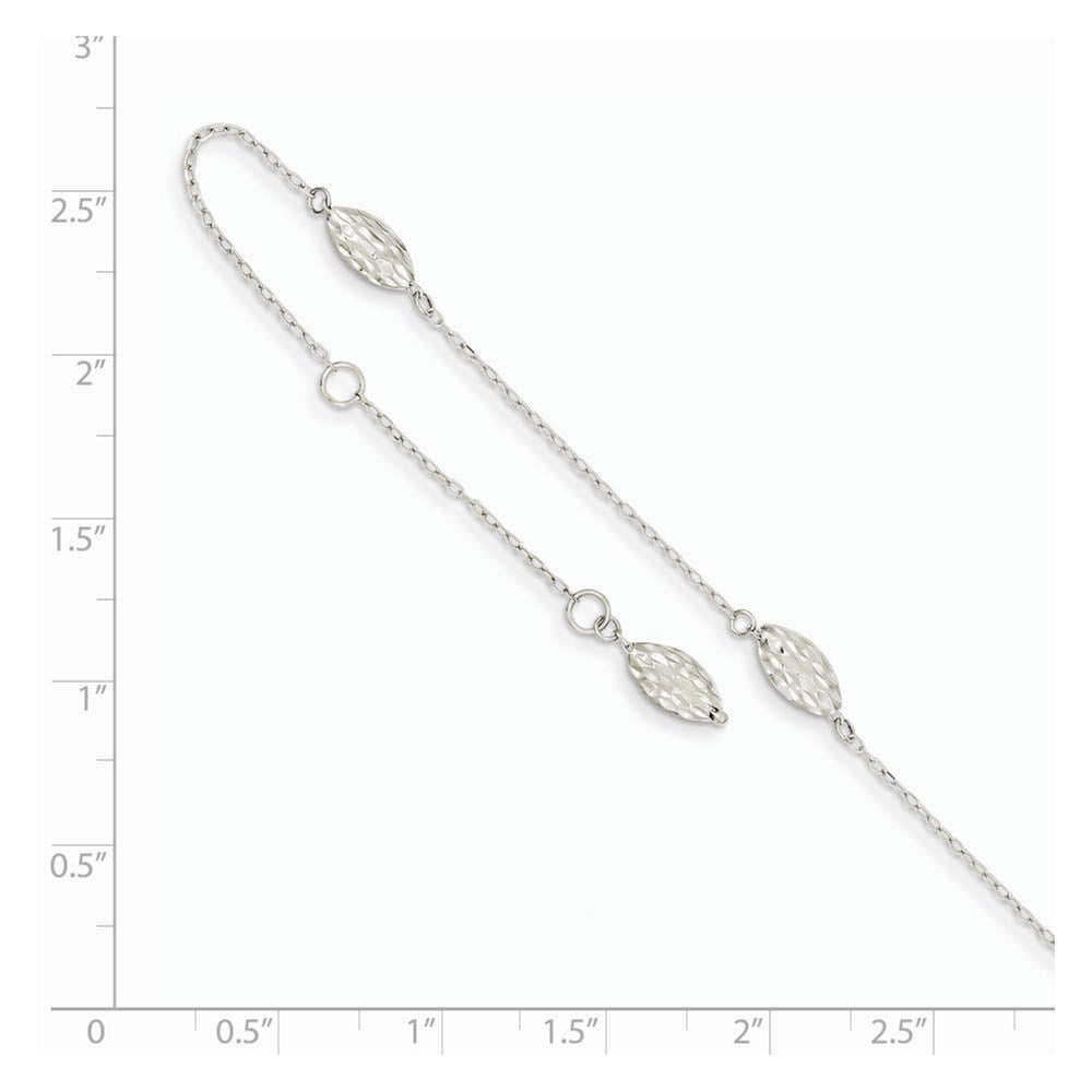 Alternative view of 14k White Gold Puffed Rice Bead Anklet, 9 Inch