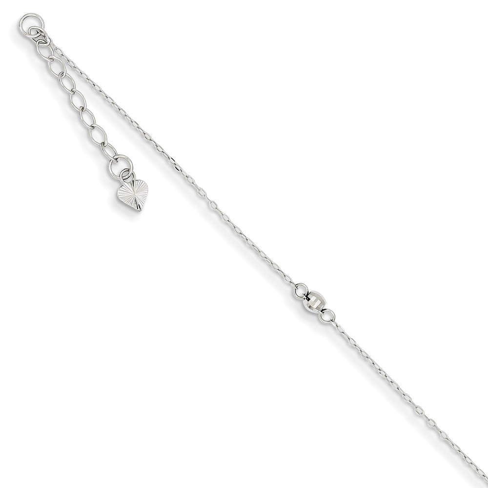 14K White Gold Mirror Beaded Anklet, 9 inch, Item A8319-09 by The Black Bow Jewelry Co.