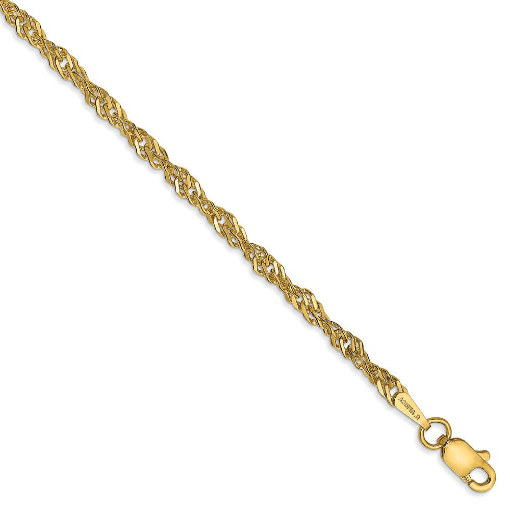 14k Yellow Gold 3mm Singapore Anklet, 10 inch, Item A8359-10 by The Black Bow Jewelry Co.