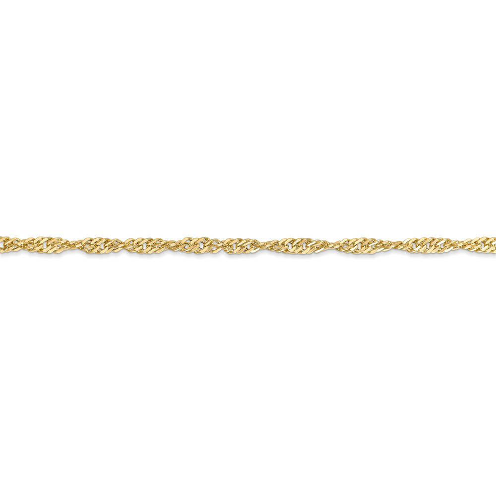 Alternative view of 14k Yellow Gold 3mm Singapore Anklet, 10 inch