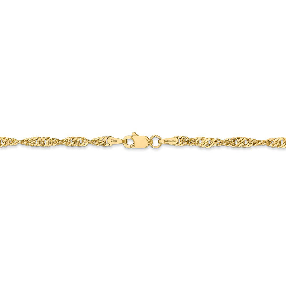 Alternate view of the 14k Yellow Gold 3mm Singapore Anklet, 10 inch by The Black Bow Jewelry Co.
