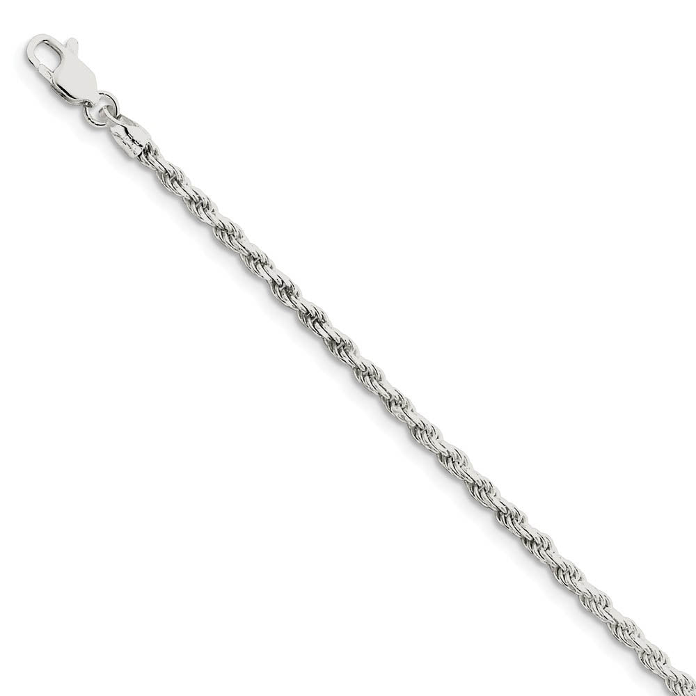 Sterling Silver 2.75mm Diamond-cut Rope Chain Anklet, 9 Inch, Item A8395-09 by The Black Bow Jewelry Co.