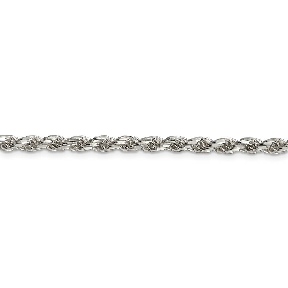 Alternate view of the Sterling Silver 3.5mm Diamond-cut Rope Chain Anklet, 9 Inch by The Black Bow Jewelry Co.