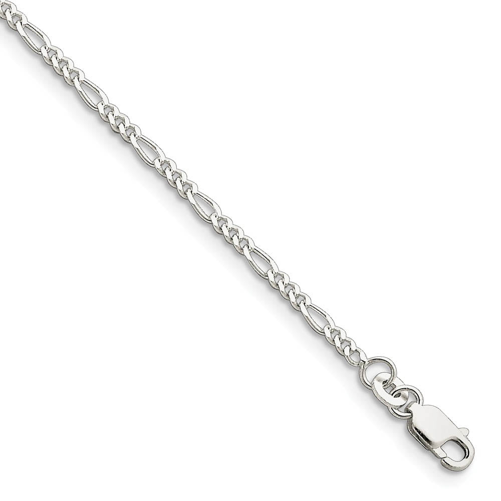 Sterling Silver 2.25mm Solid Figaro Chain Anklet, Item A8405-A by The Black Bow Jewelry Co.