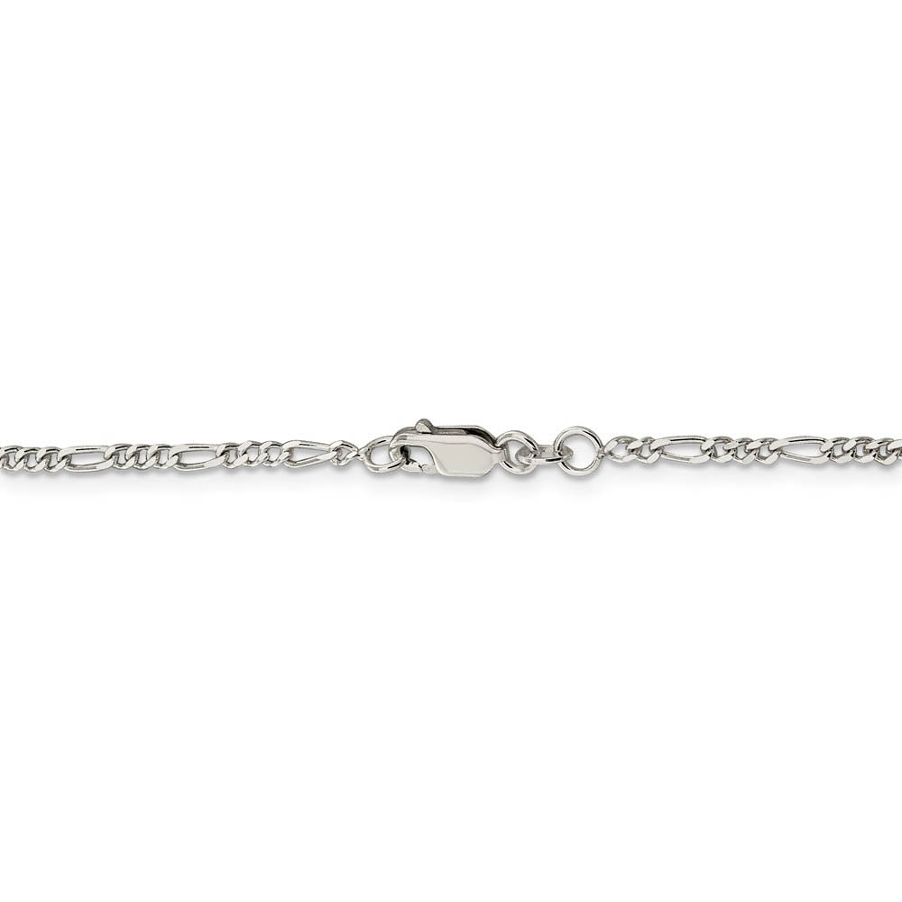 Alternate view of the Sterling Silver 2.25mm Solid Figaro Chain Anklet by The Black Bow Jewelry Co.