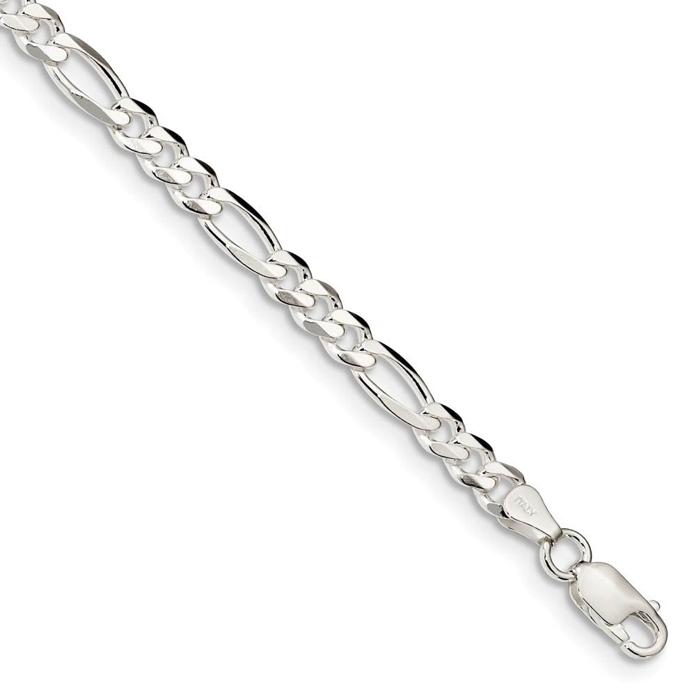 Sterling Silver 4.5mm Solid Figaro Chain Bracelet or Anklet, 9 Inch, Item A8410-09 by The Black Bow Jewelry Co.