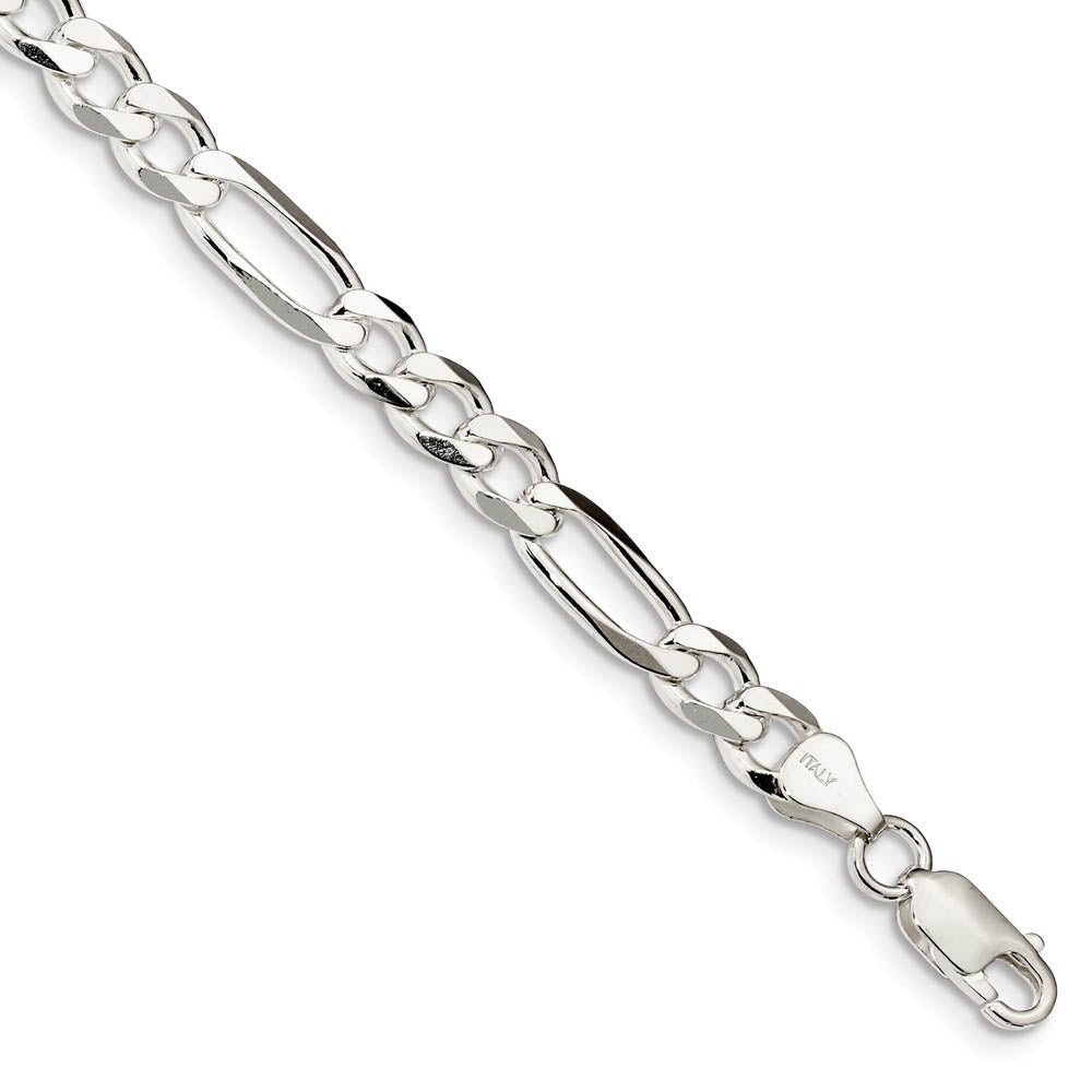 Sterling Silver 6.5mm Solid Figaro Chain Bracelet or Anklet, 9 Inch, Item A8412-09 by The Black Bow Jewelry Co.
