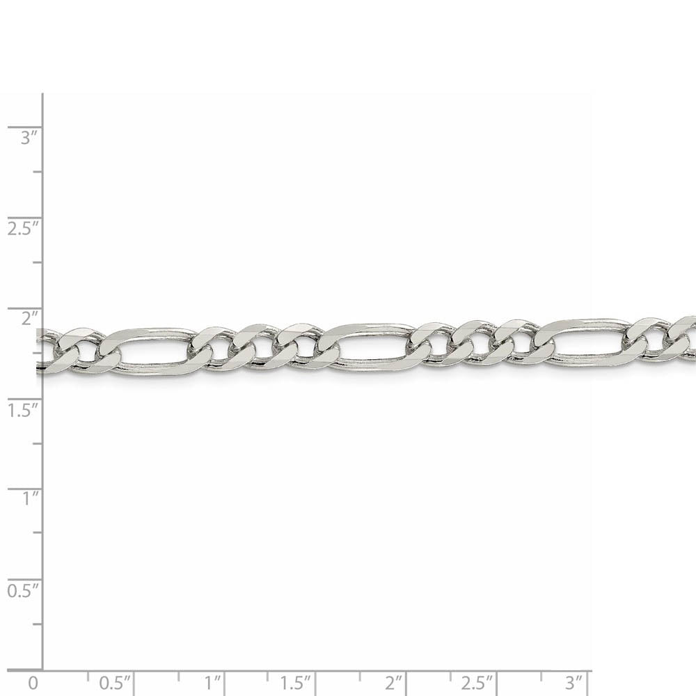 Alternate view of the Sterling Silver 6.5mm Solid Figaro Chain Bracelet or Anklet, 9 Inch by The Black Bow Jewelry Co.