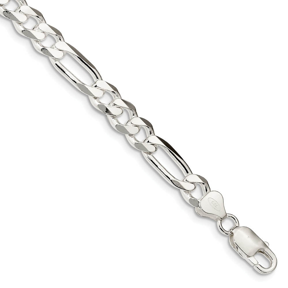 Sterling Silver 7.75mm Solid Figaro Chain Bracelet or Anklet, 9 Inch, Item A8413-09 by The Black Bow Jewelry Co.