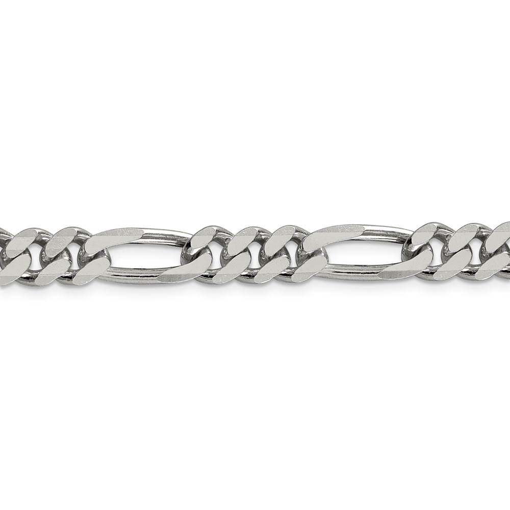 Alternate view of the Sterling Silver 7.75mm Solid Figaro Chain Bracelet or Anklet, 9 Inch by The Black Bow Jewelry Co.