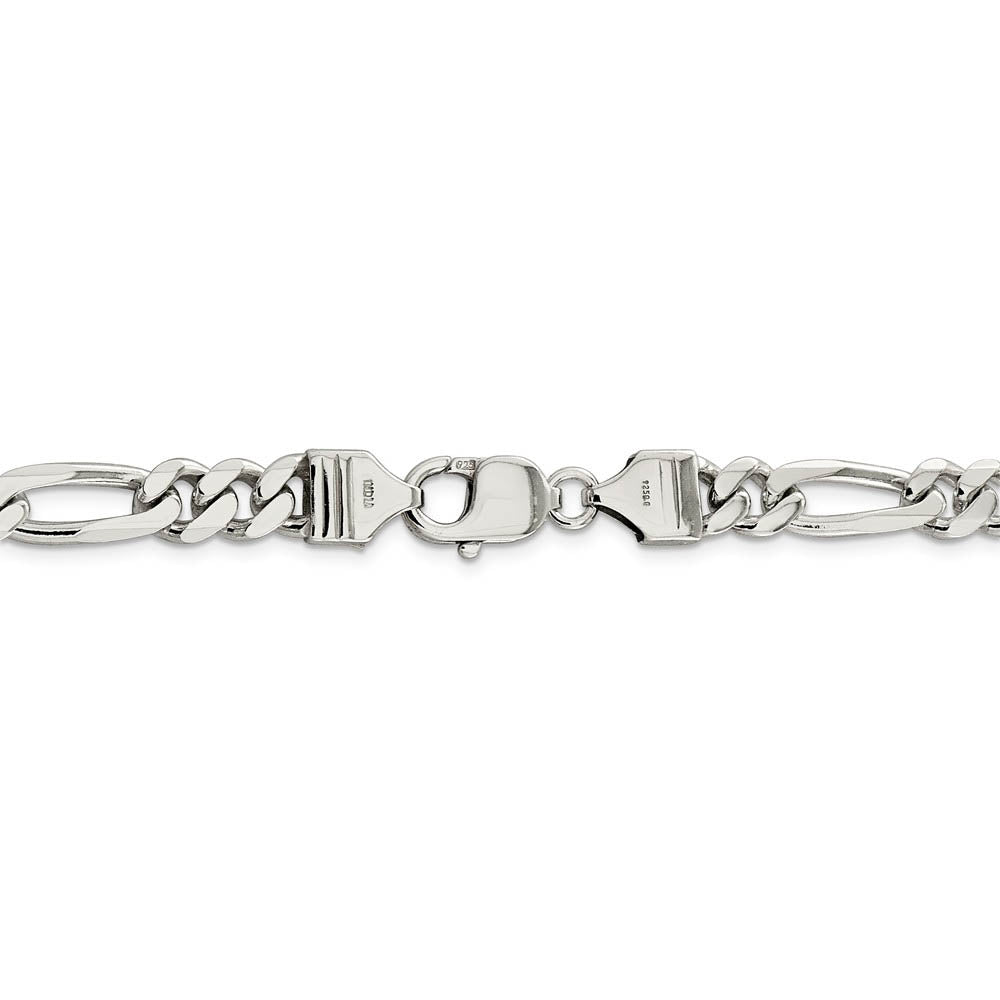 Alternate view of the Sterling Silver 7.75mm Solid Figaro Chain Bracelet or Anklet, 9 Inch by The Black Bow Jewelry Co.