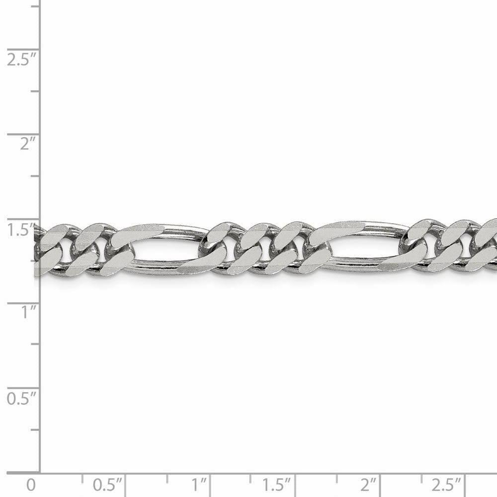 Alternate view of the Sterling Silver 7.75mm Solid Figaro Chain Bracelet or Anklet, 9 Inch by The Black Bow Jewelry Co.