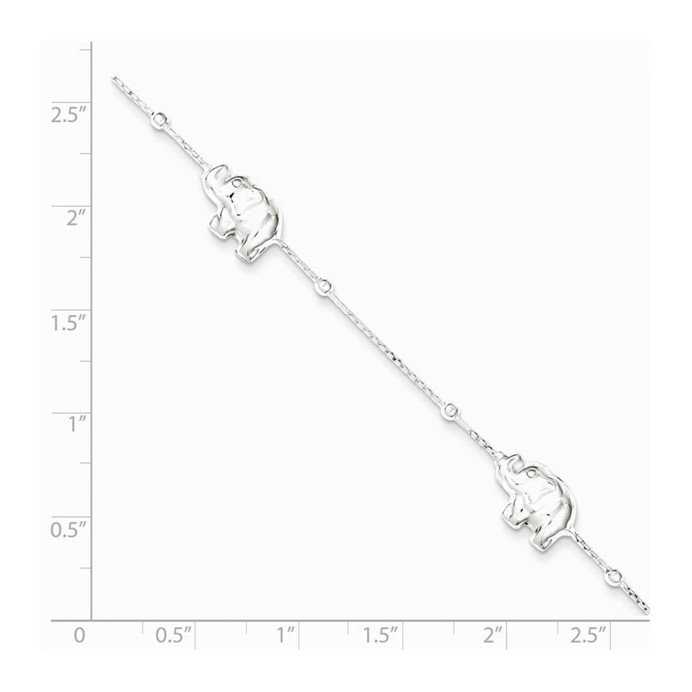 Alternate view of the Sterling Silver 1mm Box Chain And Elephant Charm Anklet, 9-11 Inches by The Black Bow Jewelry Co.