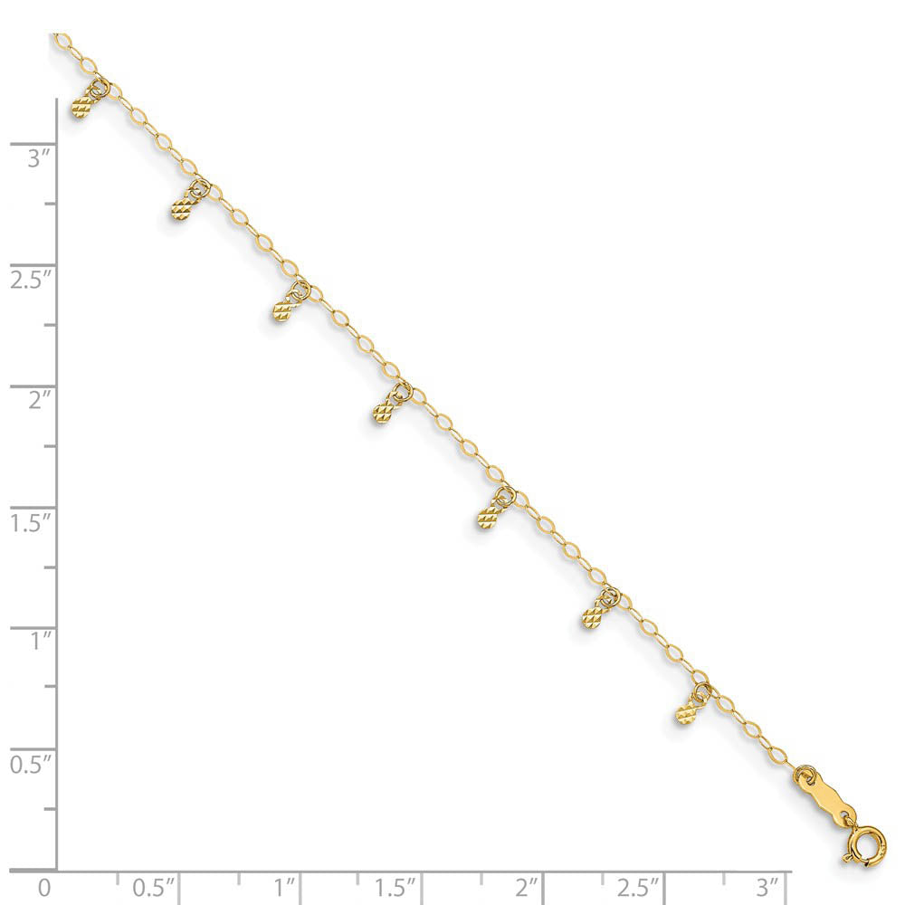 Alternate view of the 14k Yellow Gold Oval Chain and Dangle Circle Charms Anklet, 9 Inch by The Black Bow Jewelry Co.