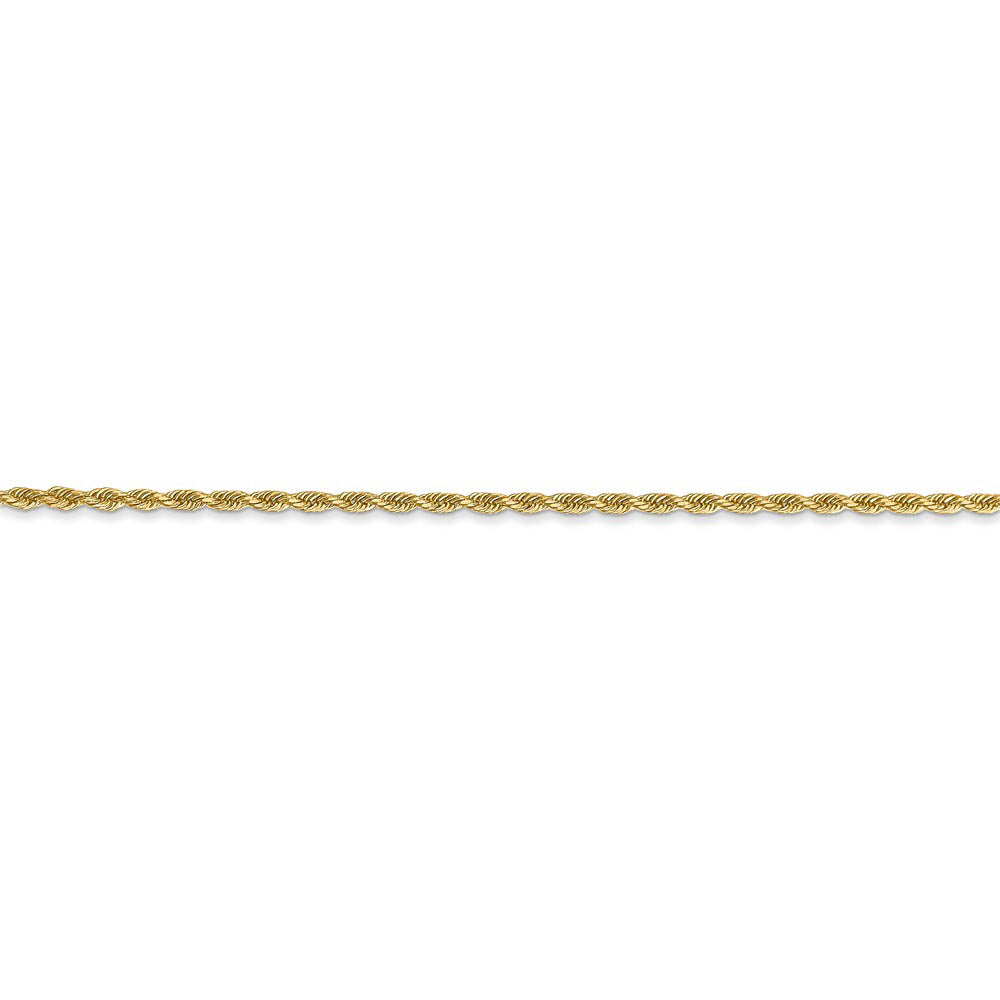 Alternate view of the 14k Yellow Gold 1.5mm Diamond Cut Rope Chain Anklet by The Black Bow Jewelry Co.