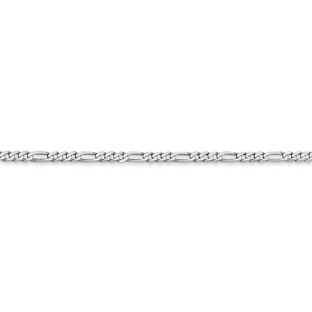 Alternate view of the 14k White Gold 2.25mm Flat Figaro Chain Anklet by The Black Bow Jewelry Co.