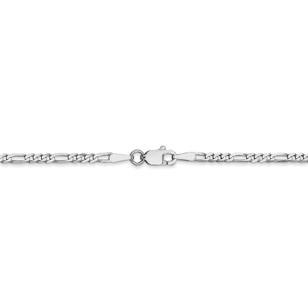 Alternate view of the 14k White Gold 2.25mm Flat Figaro Chain Anklet by The Black Bow Jewelry Co.