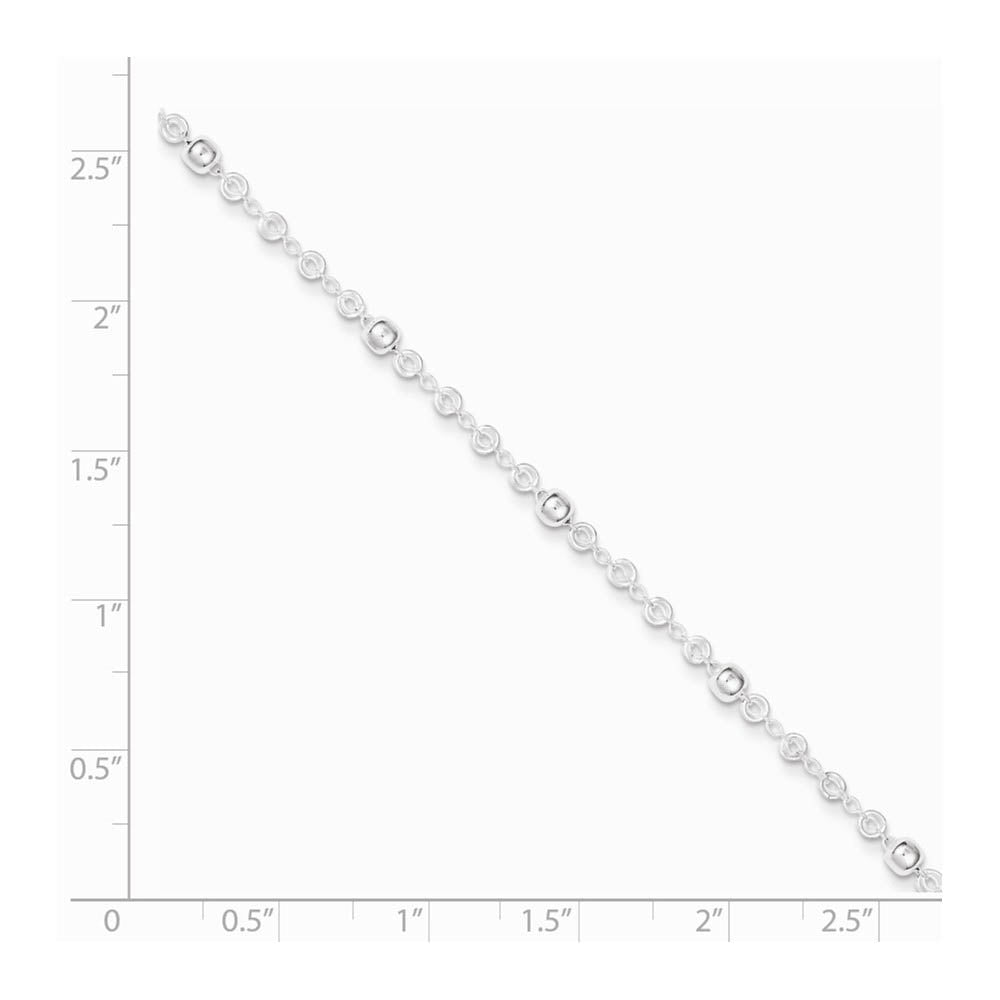 Alternate view of the Sterling Silver Polished Bead and Circle Link Adjustable Anklet, 10 in by The Black Bow Jewelry Co.