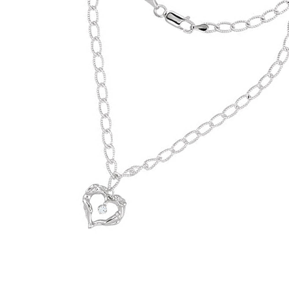 Universal Love Dangling CZ Heart Anklet in Sterling Silver, 9 Inch, Item A8567 by The Black Bow Jewelry Co.