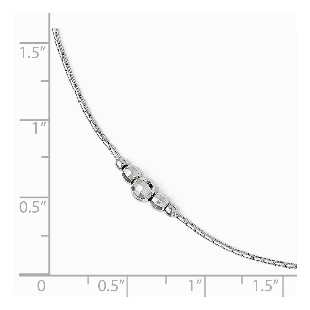Alternate view of the Sterling Silver Polished and Faceted Bead Anklet, 9-10 Inch by The Black Bow Jewelry Co.