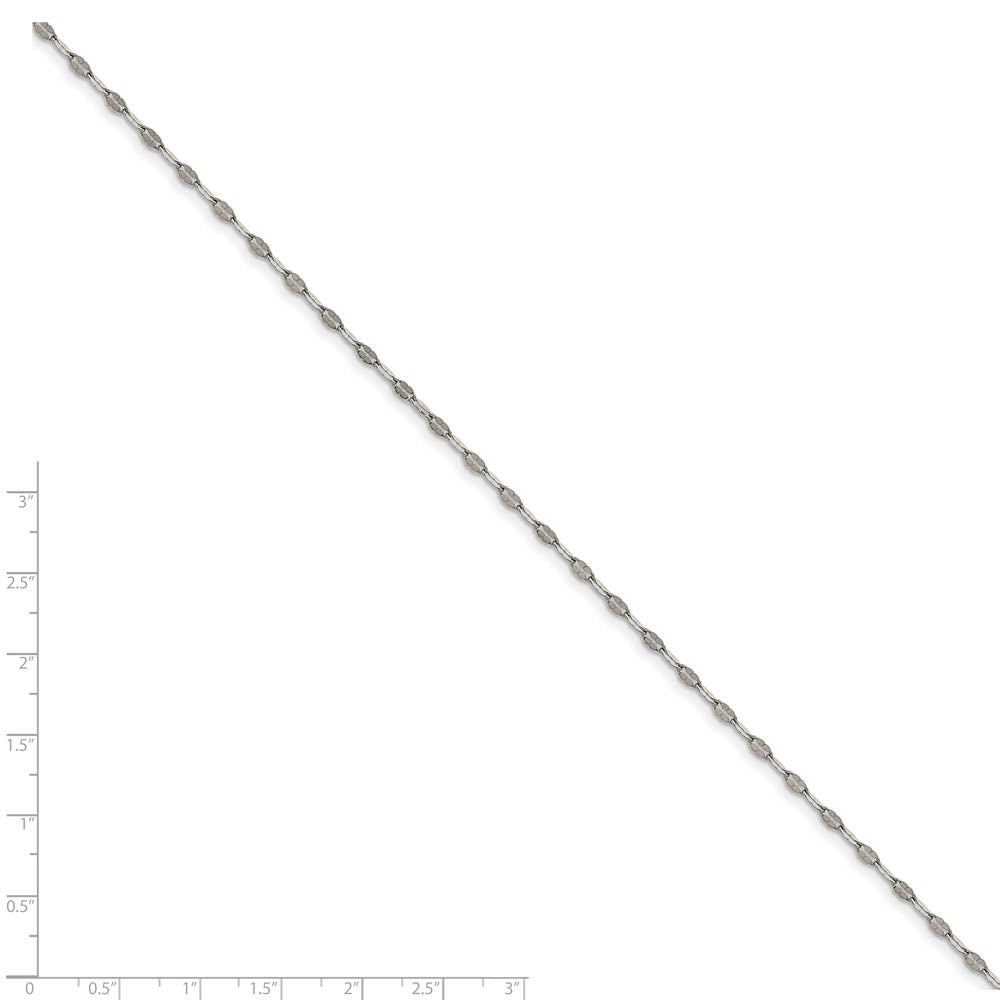 Alternate view of the Stainless Steel 2.5mm Polished Fancy Cable Link Anklet, 9.5 Inch by The Black Bow Jewelry Co.