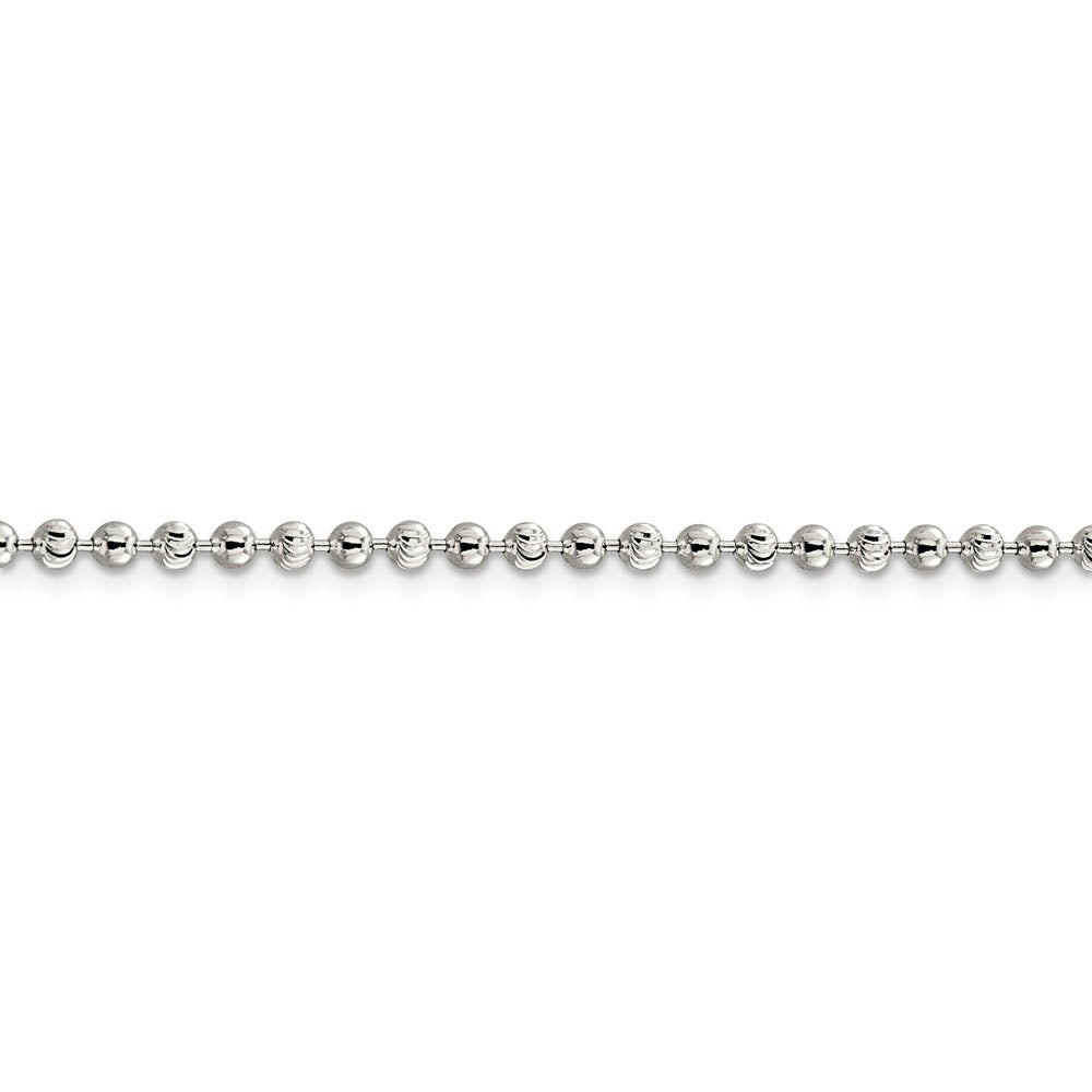 Alternate view of the Sterling Silver 3mm Fancy Bead Chain Anklet, 10 Inch by The Black Bow Jewelry Co.