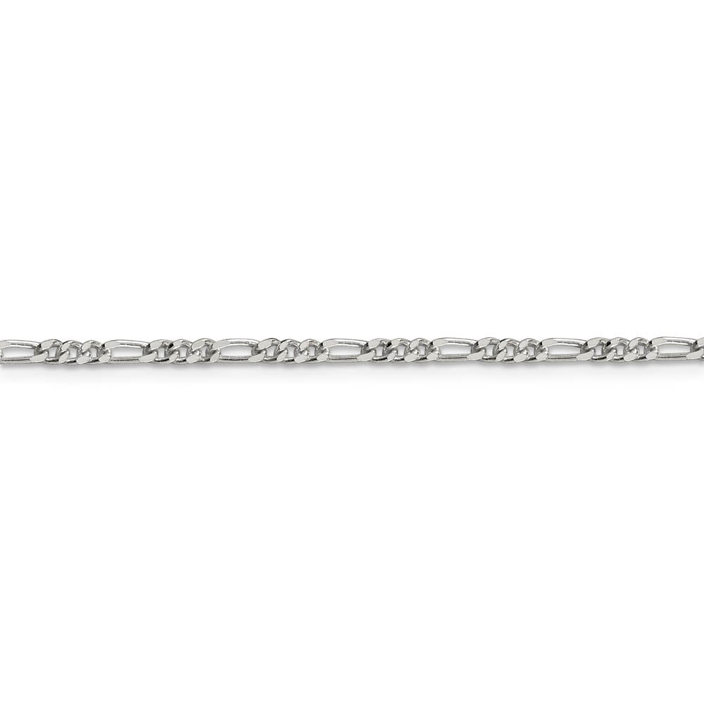 Alternate view of the Sterling Silver 2.5mm Solid Figaro Chain Anklet by The Black Bow Jewelry Co.