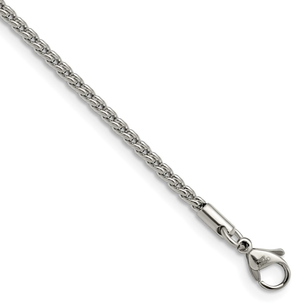 Stainless Steel 2.5mm Spiga Link Chain Anklet, 9.5 Inch, Item A8609 by The Black Bow Jewelry Co.