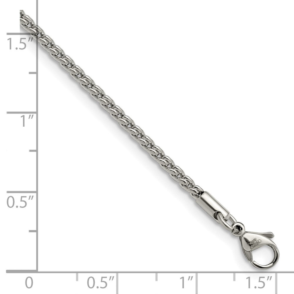 Alternate view of the Stainless Steel 2.5mm Spiga Link Chain Anklet, 9.5 Inch by The Black Bow Jewelry Co.