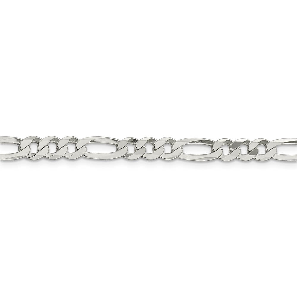 Alternate view of the Sterling Silver 5.5mm Flat Figaro Chain Bracelet And Anklet, 9 Inch by The Black Bow Jewelry Co.