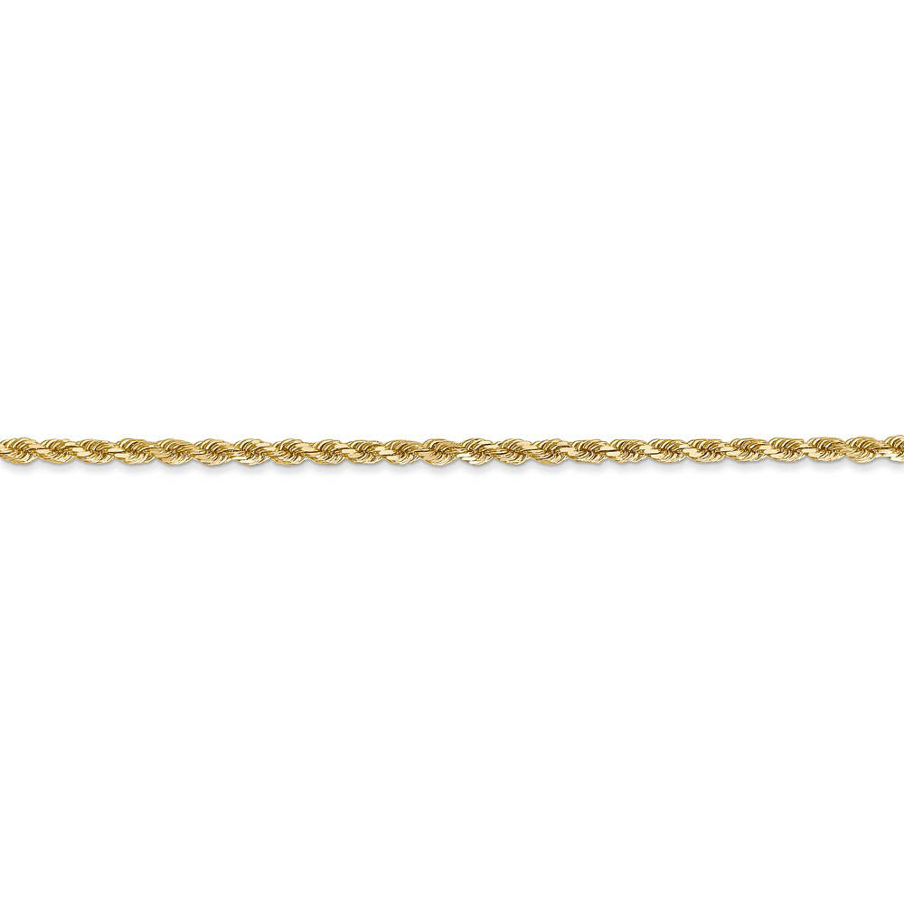 Alternate view of the 14k Yellow Gold, 2mm Diamond Cut Rope Chain Anklet by The Black Bow Jewelry Co.