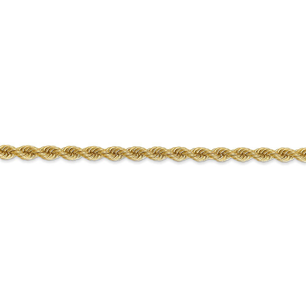 Alternate view of the 14k Yellow Gold 3.65mm Solid Rope Chain Bracelet or Anklet, 9 Inch by The Black Bow Jewelry Co.