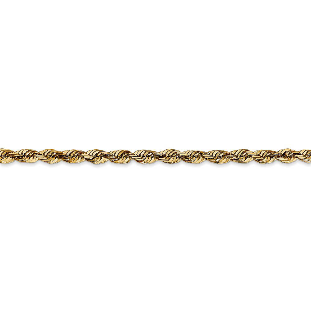 Alternate view of the 14k Yellow Gold 4mm Diamond Cut Rope Chain Anklet, 9 Inch by The Black Bow Jewelry Co.
