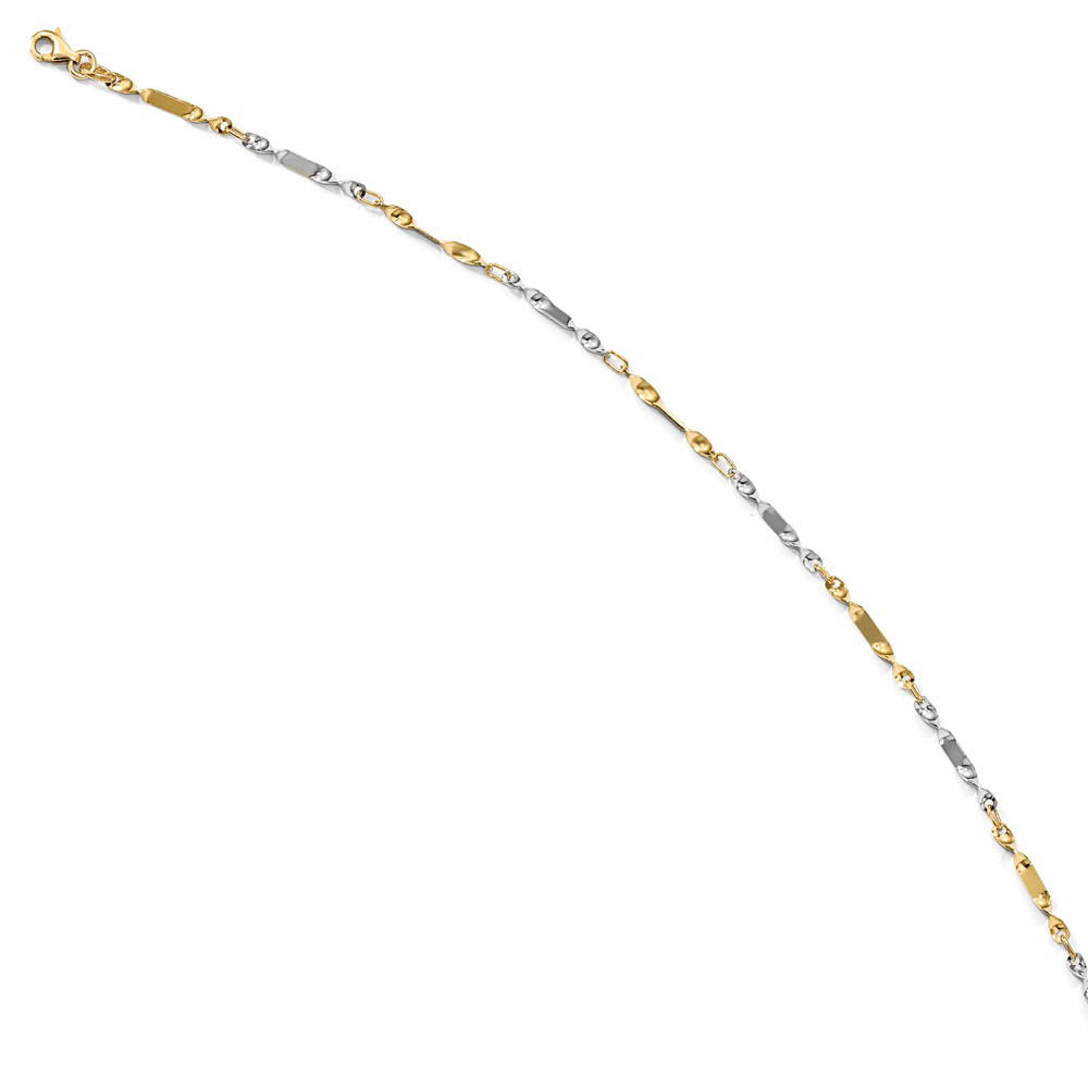 Alternate view of the 14k Two Tone Gold 2.5mm Polished Twisted Link Anklet, 10 Inch by The Black Bow Jewelry Co.