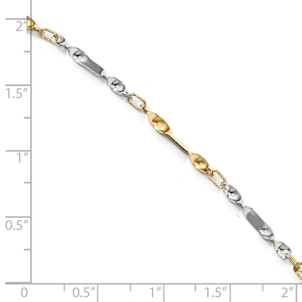 Alternate view of the 14k Two Tone Gold 2.5mm Polished Twisted Link Anklet, 10 Inch by The Black Bow Jewelry Co.