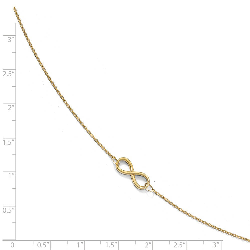 Alternate view of the 10k Yellow Gold Polished Infinity Station Anklet, 9-10 Inch by The Black Bow Jewelry Co.
