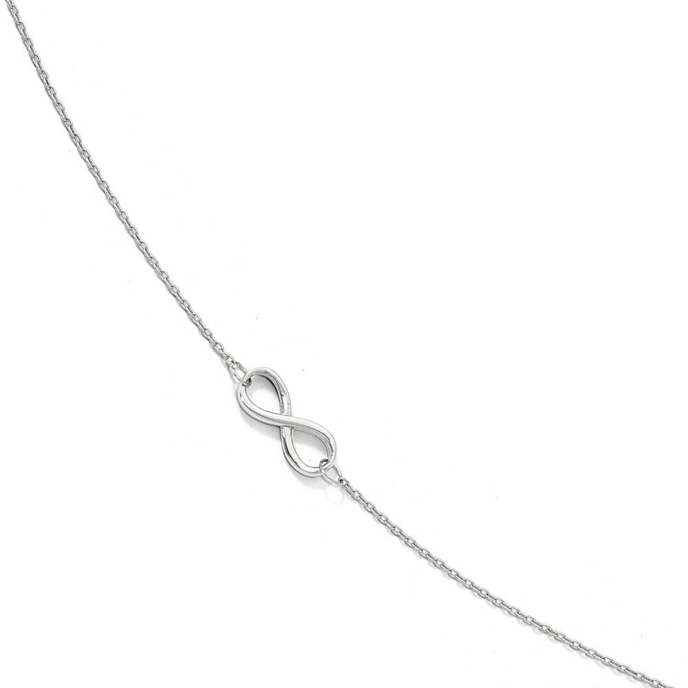 10k White Gold Polished Infinity Station Anklet, 9-10 Inch, Item A8692 by The Black Bow Jewelry Co.