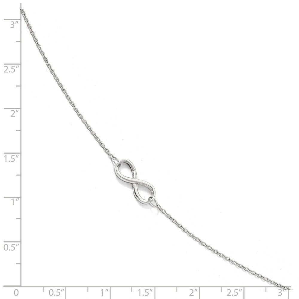 Alternate view of the 10k White Gold Polished Infinity Station Anklet, 9-10 Inch by The Black Bow Jewelry Co.