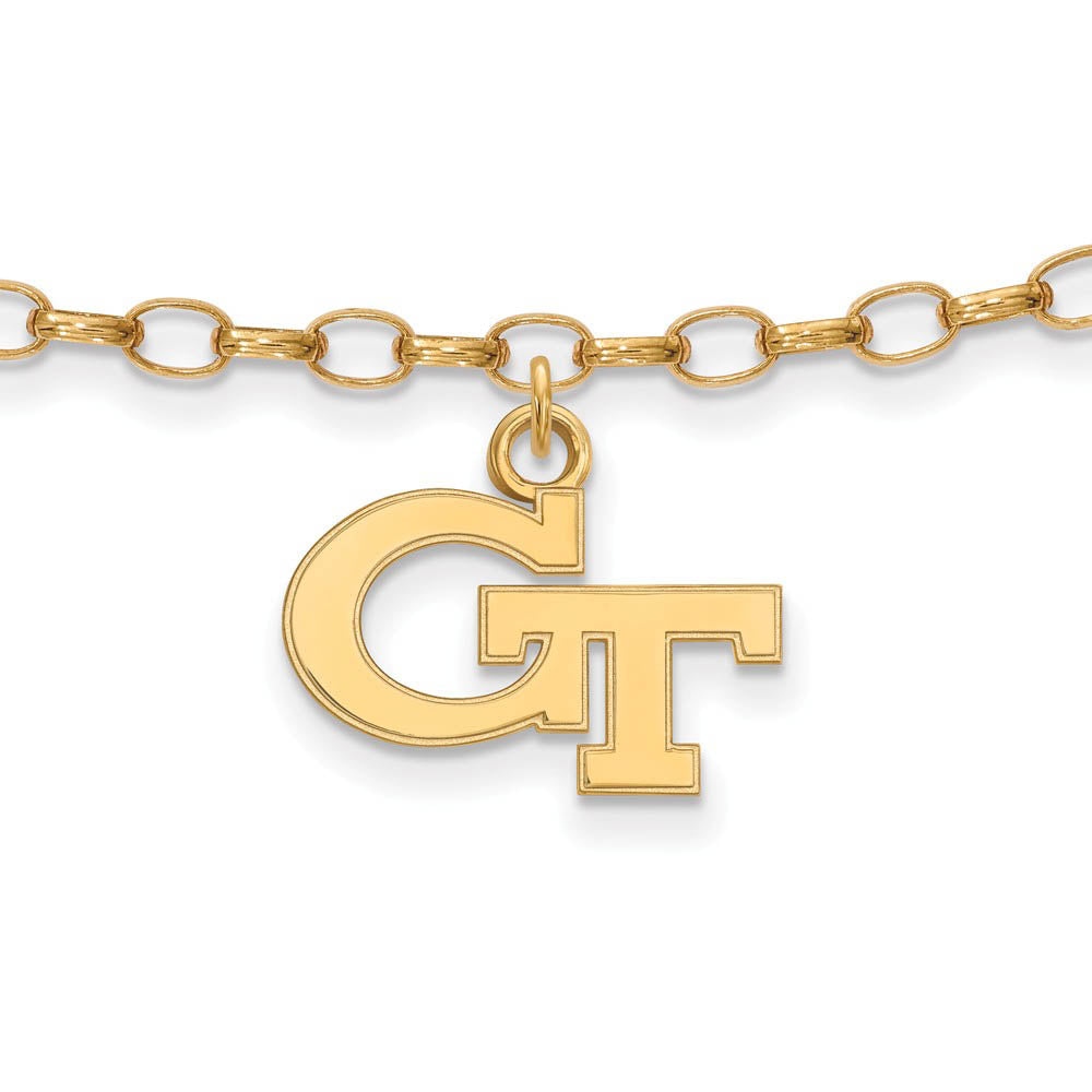 14k Gold Plated Silver Georgia Institute of Tech. Anklet 9 Inch, Item A8716 by The Black Bow Jewelry Co.