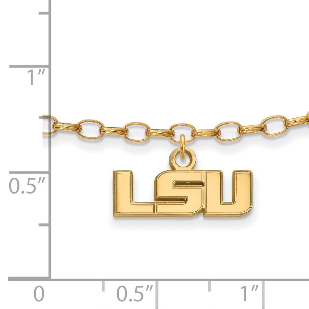 Alternate view of the 14k Gold Plated Silver Louisiana State University Anklet, 9 Inch by The Black Bow Jewelry Co.