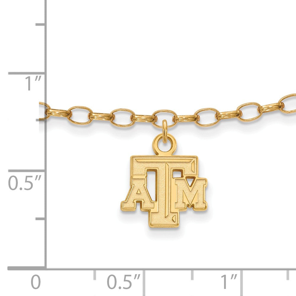 Alternate view of the 14k Gold Plated Sterling Silver Texas A&amp; M Univer. Anklet, 9 Inch by The Black Bow Jewelry Co.