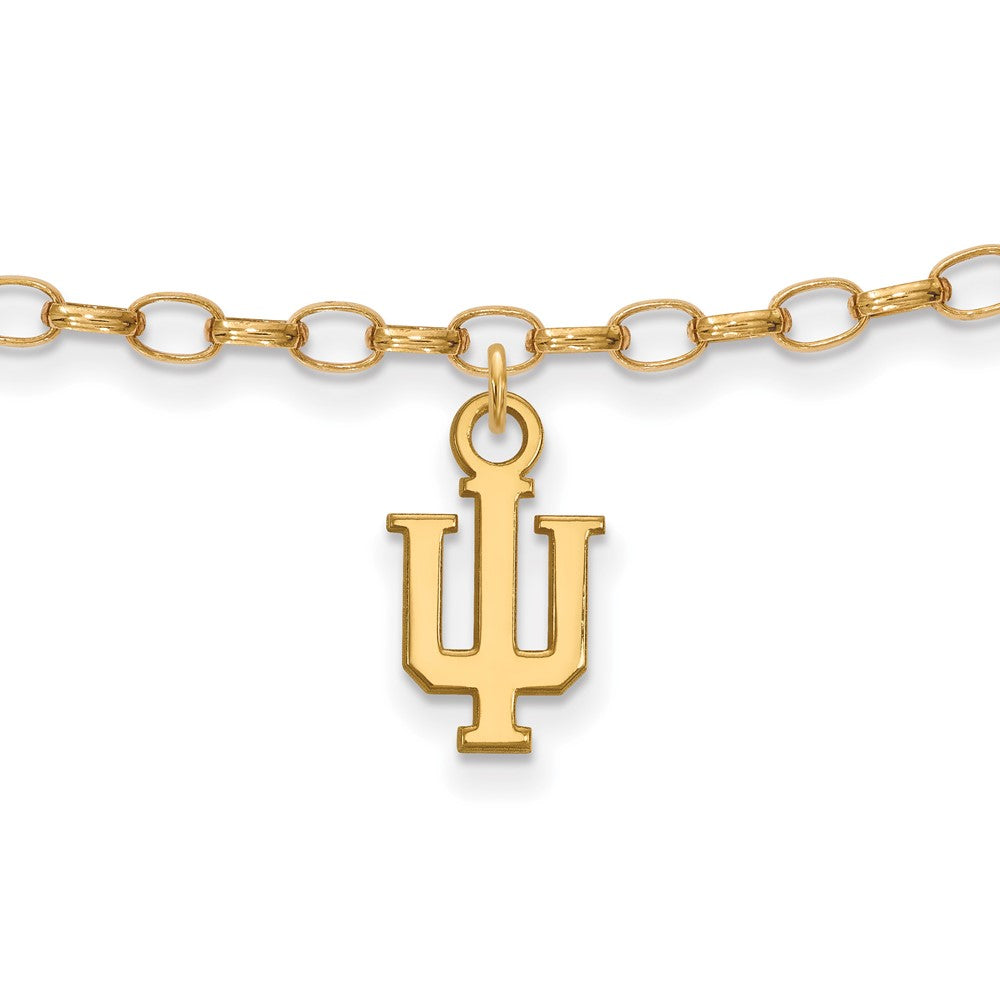 14k Gold Plated Sterling Silver Indiana University Anklet, 9 Inch, Item A8732 by The Black Bow Jewelry Co.