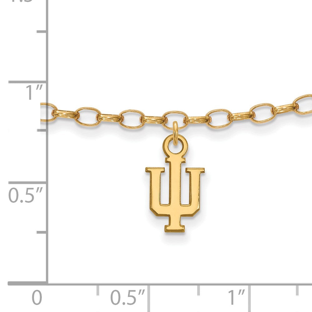 Alternate view of the 14k Gold Plated Sterling Silver Indiana University Anklet, 9 Inch by The Black Bow Jewelry Co.