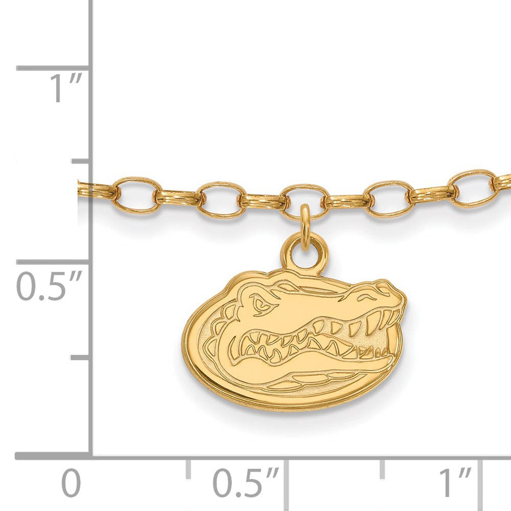 Alternate view of the 14k Gold Plated Sterling Silver Univ. of Florida Anklet, 9 Inch by The Black Bow Jewelry Co.