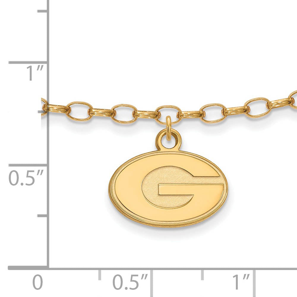 Alternate view of the 14k Gold Plated Sterling Silver Univ. of Georgia Anklet, 9 Inch by The Black Bow Jewelry Co.