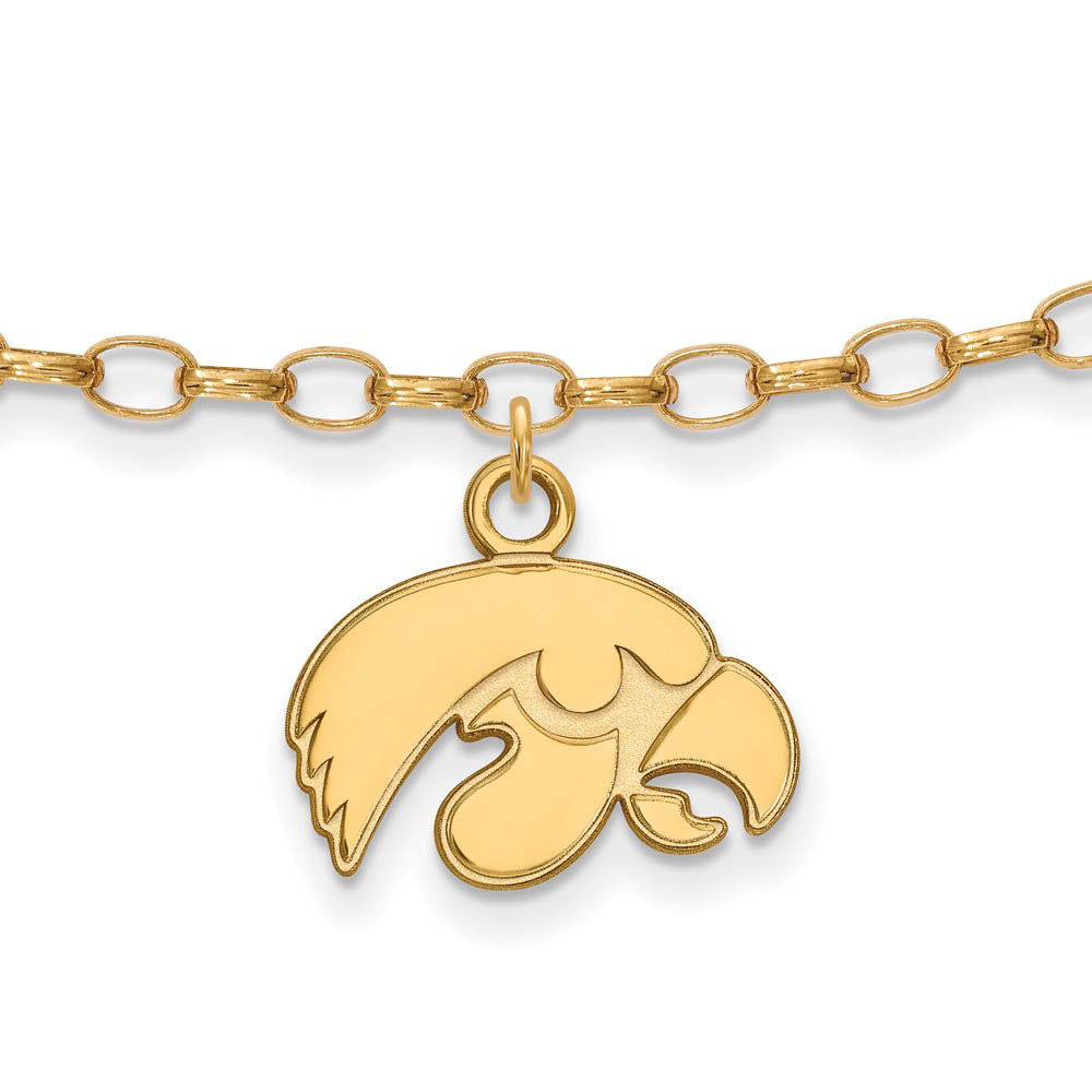 14k Gold Plated Sterling Silver University of Iowa Anklet, 9 Inch, Item A8742 by The Black Bow Jewelry Co.