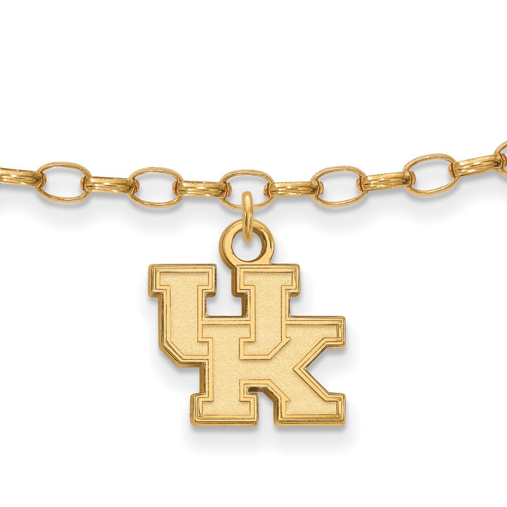 14k Gold Plated Silver University of Kentucky Anklet, 9 Inch, Item A8744 by The Black Bow Jewelry Co.
