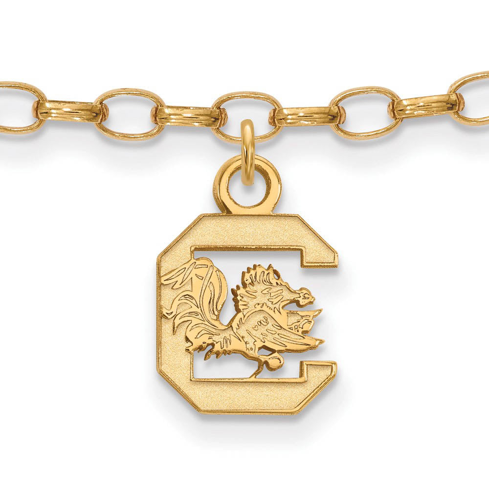 14k Gold Plated Silver Univer. of South Carolina Anklet, 9 Inch, Item A8747 by The Black Bow Jewelry Co.