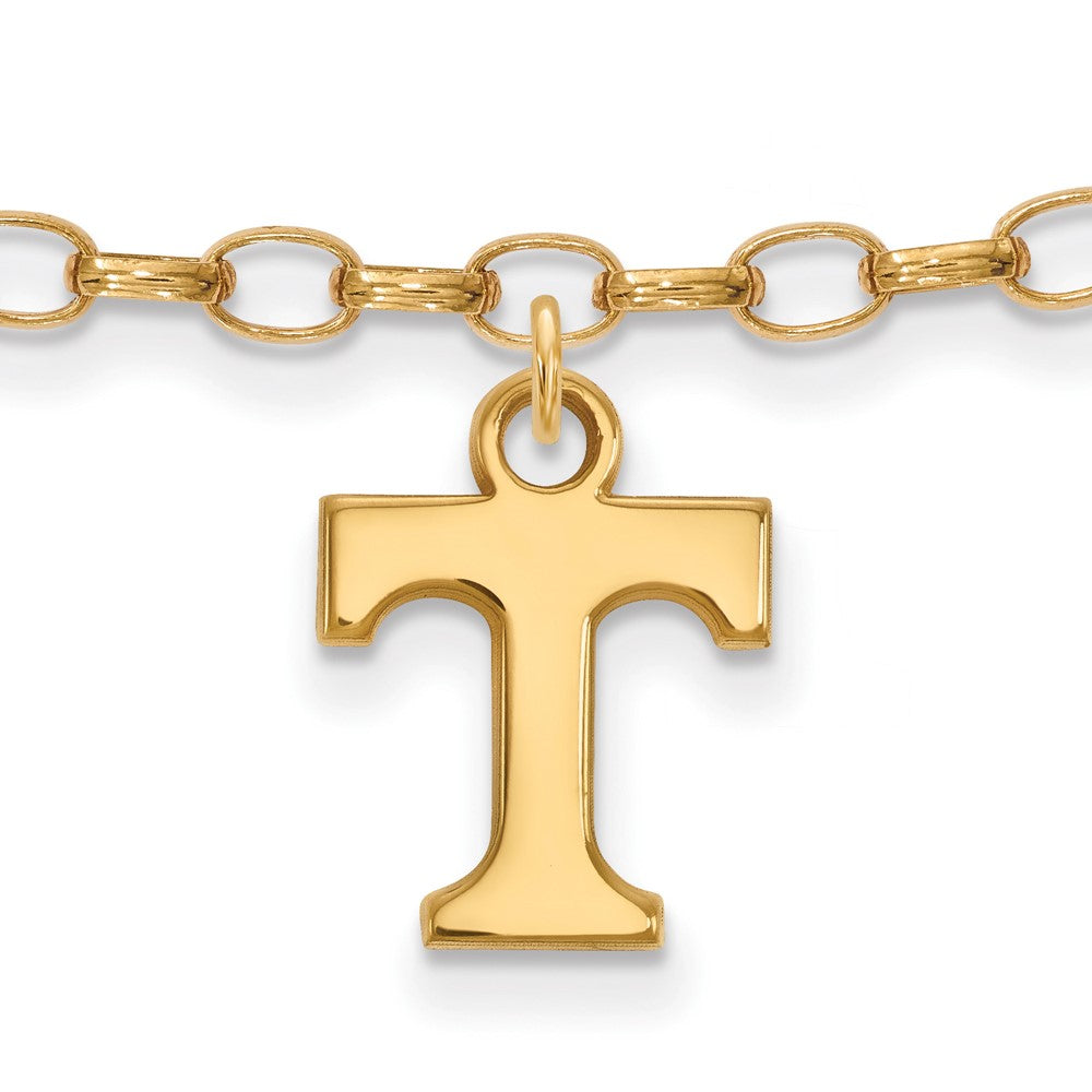 14k Gold Plated Silver University of Tennessee Anklet, 9 Inch, Item A8748 by The Black Bow Jewelry Co.