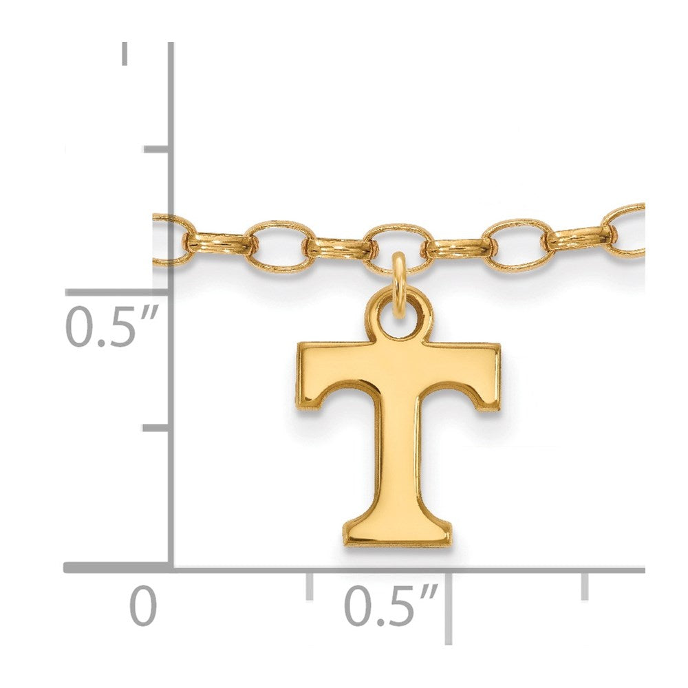 Alternate view of the 14k Gold Plated Silver University of Tennessee Anklet, 9 Inch by The Black Bow Jewelry Co.